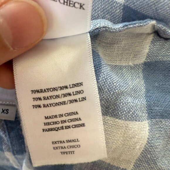 Rails Athena Blue Gingham Cropped Wrap Top XS Linen Blend - Picture 14 of 14
